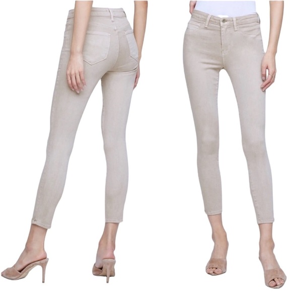 L'AGENCE Denim - L'AGENCE Margot Signature High-Rise Skinny Ankle Jean Biscuit Beige Size 25